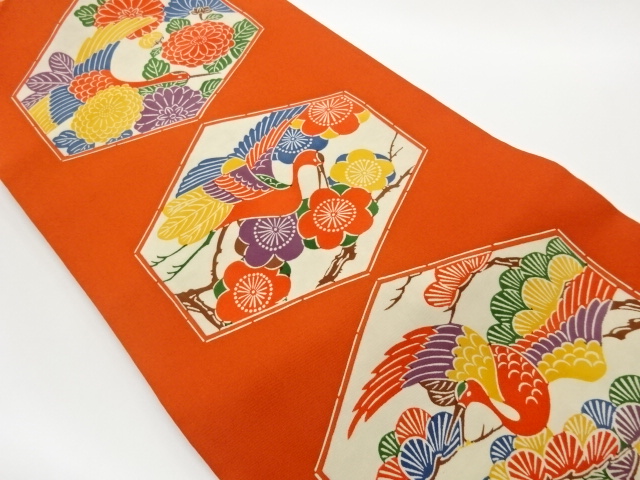 JAPANESE NAGOYA OBI / SHIOZE / CRANE & KIKKO PATTERN